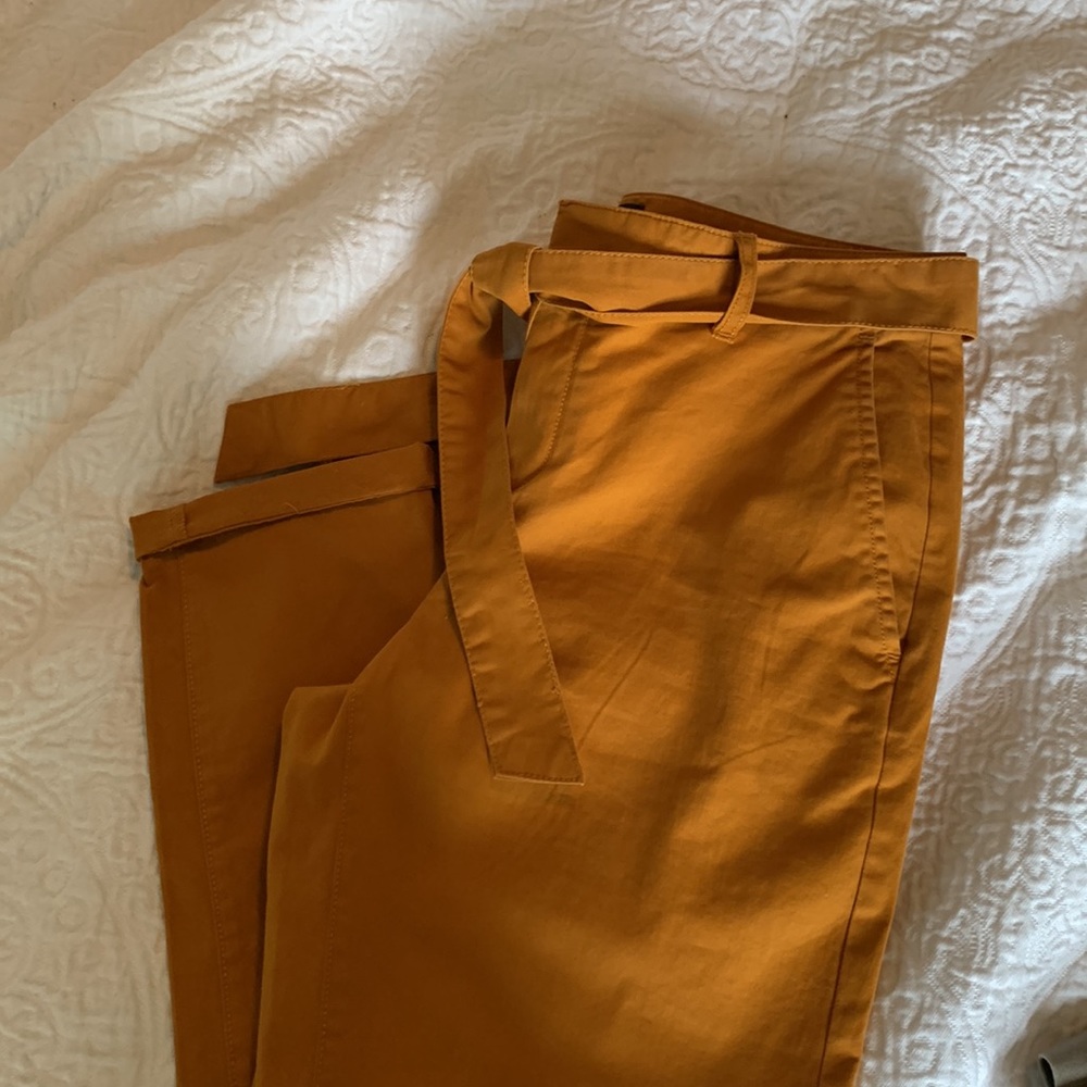 Banana Republic Factory Mustard Yellow Belted Trousers